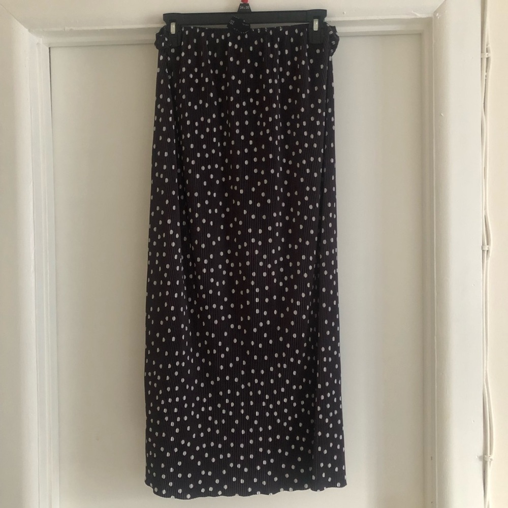 ❤️ASOS Pleated Polka Dot Black & White Midi Skirt Size 12